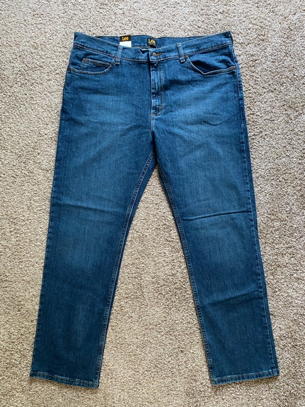 Lee Jeans Mens 40x32 Blue Denim Medium Stone Regular Fit Straight Leg NWT Cotton